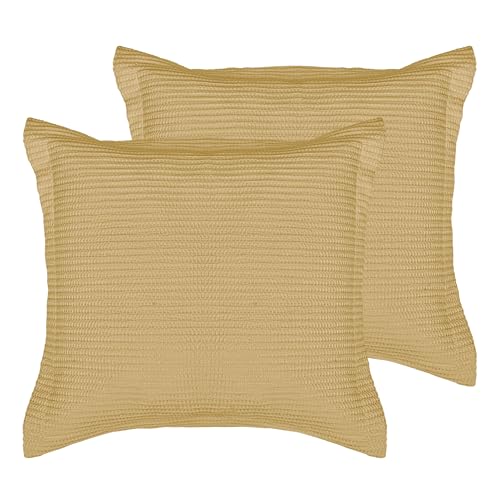 Levtex Home - Cloud Waffle Euro Sham Set of 2 - Waffle Weave - Ochre - Two Euro Shams (26x26in.), No Insert- Cotton