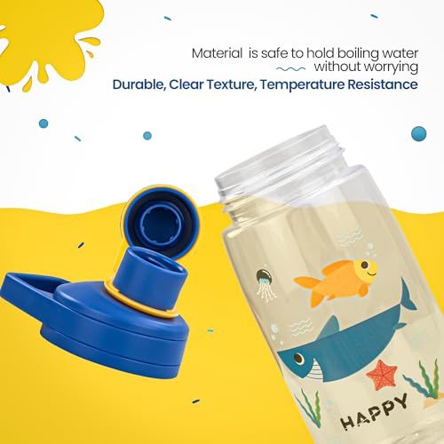 Image of BAYBEE Joy Baby Sipper Water Bottle for Kids | Spill-Proof & BPA Free Safe Sippy Water Bottle 480ml for Kids 6+ Months | Drinking Training Sipper Bottle for School Kids & Toddlers, Boys Girls (Blue)