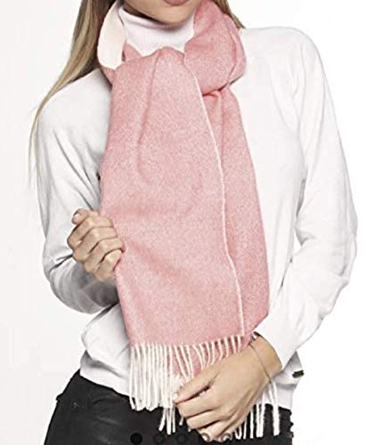 Écharpe 100% bébé alpaga rose-blanc d'une douceur d'exception