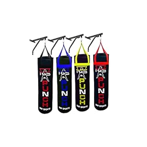 Generic PGS Punching Bag Heavy Home Gym Exercise Equipment for Muay Thai MMA Boxing Training Fitness Workout Kickboxing for Hanging Stand – Unfilled (Full Black, 4FT)