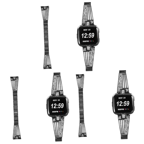 Bracelet de montre acier inoxydable noir orné de strass pour révéler votre éclat