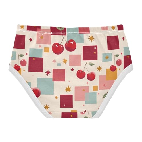 Wusikd Cherry Squares Girls' Underwear Cotton Stars (2) Girls Briefs Soft Toddler Underwear 2T2