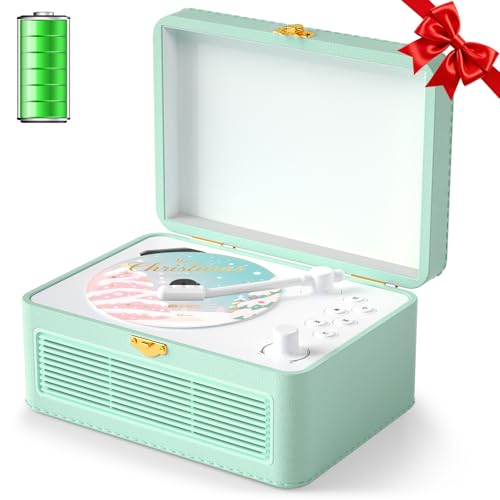 Gueray CD Player Portable Bluetooth: Retro CD Players with Speakers Vintage CD-Player 3600mAh Rechargeable & Radio & Remote Control Support USB/AUX Playback Headphone Jack