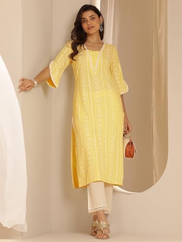 Image of Libas Printed Rayon Straight Kurta
