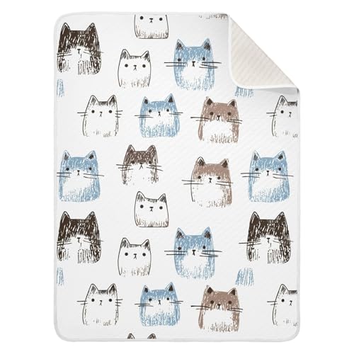 Image of vvfelixl Baby Swaddle Blanket for Boys Girls Cat Crayons Drawn Baby Blanket for Newborn Nursery Blanket for Crib Stroller 30x40 in