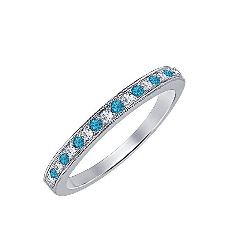 Round Cut Gemstone 14k White Gold Plated Wedding Band Ring For Women's - Main Image