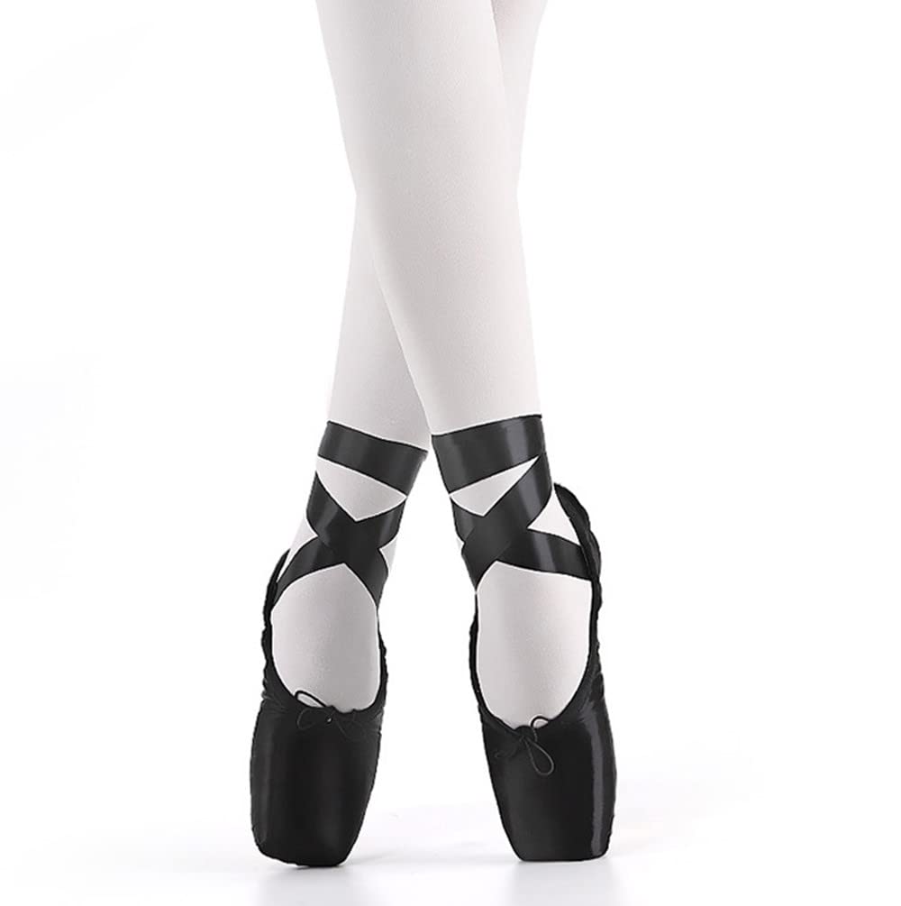 BININBOX Scarpe da Punta per Balletto Scarpe da Ballo in Raso con Nastro Cucito per Ragazze da Donna Scarpette da Danza Classica Punte Pointe Balletto Scarpe
