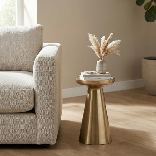 Image of Wakefit Glimra Golden Electroplated Side Table |Mirror Gold Finish | Bed Side Table|End Table for Living Room, Bedroom, Office, Coffee Table in Gold | Stylish & Comfortable Furniture for Home Decor