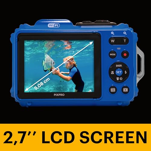 KODAK PIXPRO WPZ2 Rugged Waterproof Shockproof Dustproof WiFi Digital Camera 16MP 4X Optical Zoom 1080P Full HD Video Vlogging Camera 2.7" LCD (Blue)