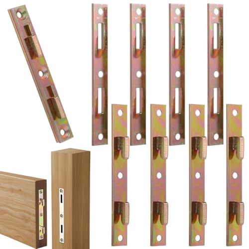 4 Pairs Rustproof Galvanized Bed Rail Connectors, Heavy Duty Metal Snap-in Brackets for Wooden Frames, 5 in for Beds, Sofas, Planter Boxes