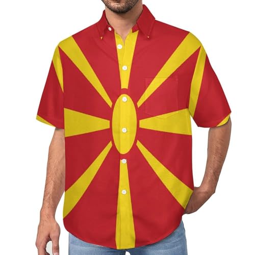 Imprimé 3D drapeau patriotique Macédoine sur chemise été homme