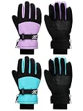 SATINIOR 2 Pair Kids Winter Gloves, Purple, Cyan...