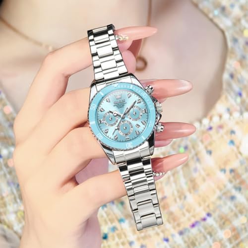 Image of OLEVS Womens Watch Fashion Dress Diamond Female Watches for Ladies Analog Stainless Steel Waterproof Luminous Day Date Two Tone Wristwatch