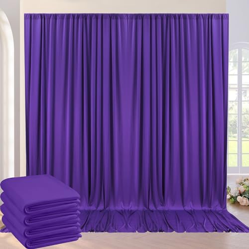 Rideau de fond photo violet soyeux 6,10x2,44 m au tombé lourd pour réceptions élégantes