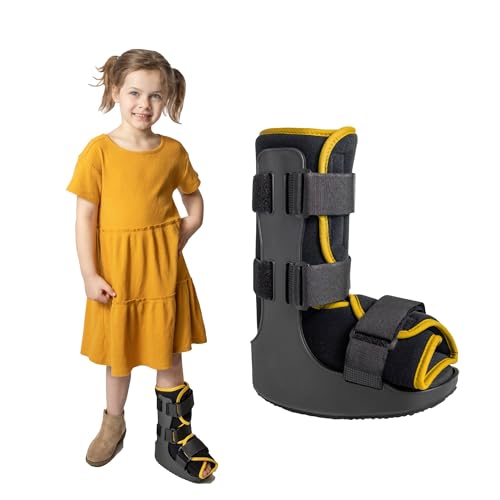 Brace Direct Pediatric Medical Boot – Kids Fracture Boot for Foot Injuries, Ankle Sprains & Post-Op Recovery, Yellow PDAC L4386, L4387 (Large, US Kids 11.5K–1.5)
