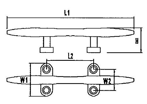 MarineNow Marine Hollow Base Cleat 316 Stainless Steel Herrishoff Style Choose 1, 2, 4, or 6 Packs (05