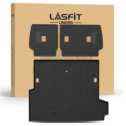 Image of LASFIT Cargo Mat for Toyota 4Runner 2025 2026 (Only Fit Hybrid & 5-Seats) | All Weather Custom Fit Anti-Slip Pet Friendly Easy Clean TPE Trunk & Backrest Mats for 6th Gen 4Runner, Black