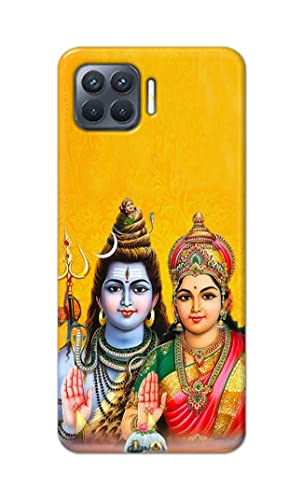 Image of PRINTFIDAA God Shiva Parvati Yellow Background Printed Designer Hard Back Case Cover for Oppo F17 Pro -(WI) MVN1008