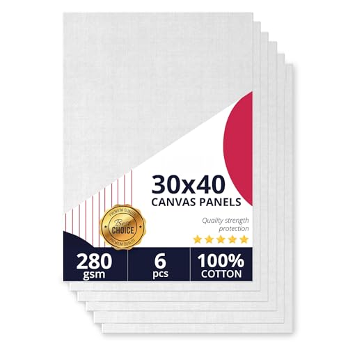 Canvas Panels 30x40cm Watercolour Board for Painting | White Board Art Set with 16 x 12 Inch Oil Painting Paper 100% Cotton 280gms White Acrylic Sheet A3 | 6 Pieces