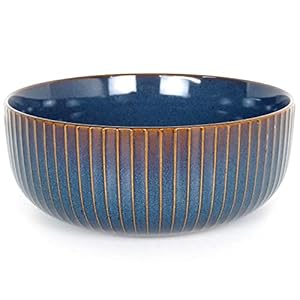 1800ml Porselein Salade Bowl Keramische Soep Bowl Grote Ramen Bowl Noodle Bowl Cereal Dessert Bowl Oatmeal Bowl Plate Fruit Bowl Serving Bowl Blauw 21cm