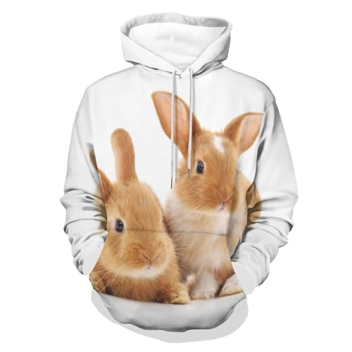 Hoodie Lapin Brun UMENG Unisexe Sweat À Capuche Manche Longue Taille S