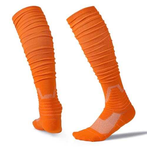 Valcatch Scrunch Football Socks Extra Long Padded Athletic Socks for Men & Women Knee High Stocking Soccer Baseball Socks