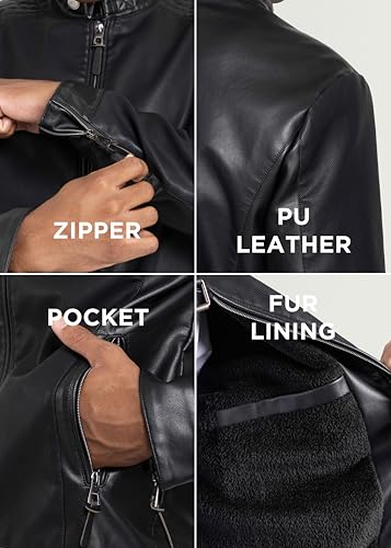 Image of X-Ray Men's Slim Fit Faux-Leather Moto Jacket with Removable Hood