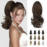 Sofeiyan Extensión de Cola de Caballo 33 cm Postizo Largo y Rizado con Pinza Cabello Sintético de Aspecto Natural para Mujer