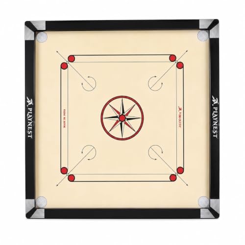 Image of Premium Wooden Carrom Board for Family Fun Indoor Game Smooth Playing Surface Durable Construction Easy Coin Glide Board Game for Kids & Adults (30 INCH)