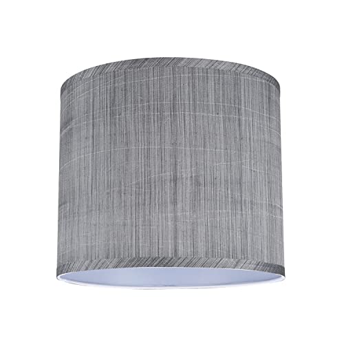 Image of Aspen Creative 31015A Transitional Drum (Cylinder) Shaped Spider Construction Lamp Shade in Grey & Black, 12 inch Wide (12 inch x 12 inch x 10 inch)