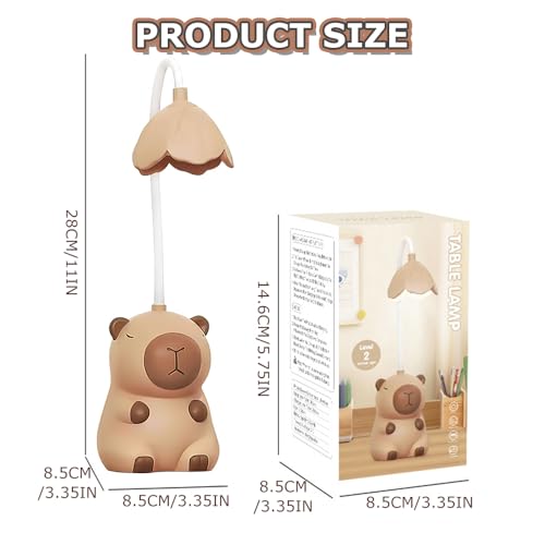 YANGUN Schreibtischlampe Kinder, Capybara Tischlampe,2-in-1 Cartoon Schreibtischlampe mit Bleistiftspitzer,Wiederaufladbare Schreibtischlampes für Kinder,Capybara Nachttischlampe für Lektüre Studieren