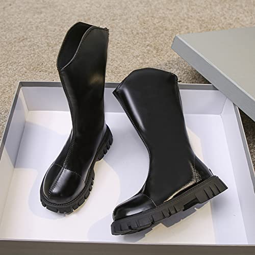 Fashion Autumn and Winter Children Boots Girls Mid Boots Thick Soled Waterproof Platform Non Slip Solid Shoes for Babies (Black, 8-9 Years Little Child)4