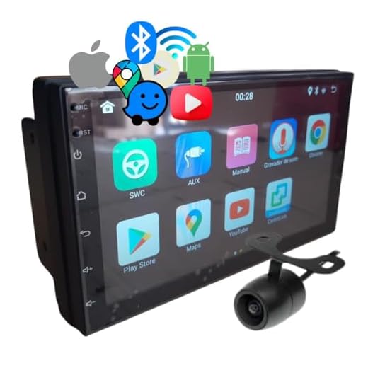 Central Multimídia Mp5 2 Din Android 12 Wifi Gps Bluetooth Tela 7 Polegadas Espelhamento