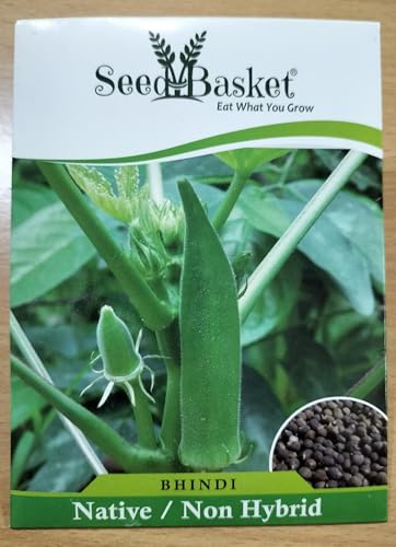 Image of Desi /Native /Non-GMO Bhindi /Okra seeds for home garden | 80 Seeds | Best in Germination | Free Growing Instruction Manual (Pack of 2)