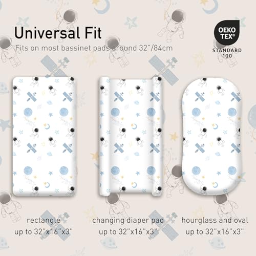 Image of Gllquen Baby Bassinet Sheets 4 Pack, Breathable Cozy Fitted Mattress Sheet | 32 inchx16 inch Soft Baby Sheets for Boys Girls, Compatible with Halo, Snoo, Uppababy, Universal fitted,Baby Gift,