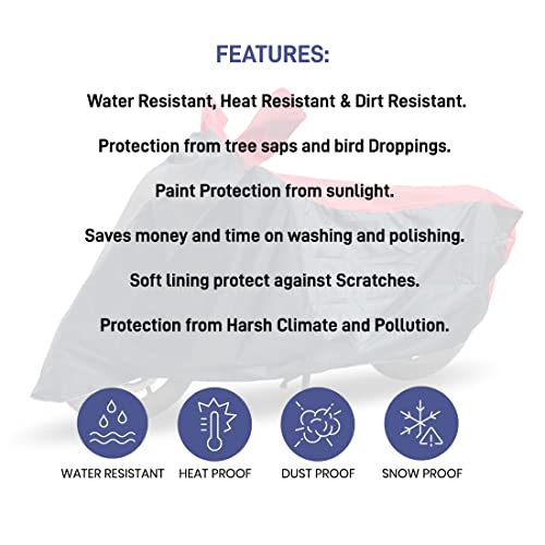 Image of Hunter 350 Two Wheeler Bike Cover Accessories - Dustproof - UV Protection - Premium Bike Cover Blue Red