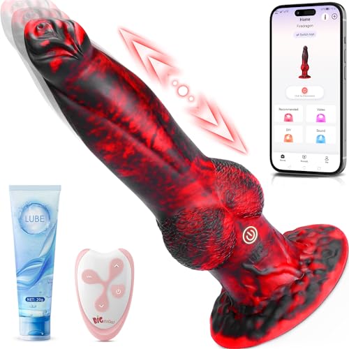 Thrusting Monster Dildo Sex Toys Realistic Dragon Dildo Vibrator Suction Cup Big Knot Dildos for G-spot Anal Hands-Free Play Remote Control 7 Modes Adult Couple Fantasy Sex Toy Machine
