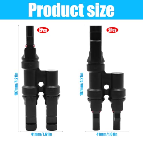 WYYFXY® Solar Y Stecker Set: 2-Fach Abzweigbuchsen Y-Stecker Solarstecker 1000V/50A Männlich/Weiblich IP67 Y Stecker Solar 6mm² für Parallelschaltung (2 Paar)
