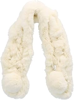 [Herbette エルベート] レッキス ラビット ファー マフラー ネックウォーマー ぼんぼり オフホワイト リング