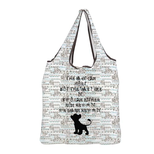 MBMSO Lion Inspired Reusable Grocery Bag Lion Foldable Shopping Tote for Cartoon Fans Lightweight Durable Animal Kingdom Gift (Lion Movie F-Bag)