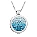 Produktbild Meilanty Damen Halskette mit Anhänger Coin 33mm Weiß Blau Zirkon Edelstahl Ankerkette Box Kette Langen 80cm mit Geschenkbox Silber ZH-030
