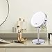 ALHAKIN Lighted Makeup Mirror, 10x Makeup Mirror with Lights, 7 Inch Double Sided Magnifying Vanity Mirror with 3 Color LED Dimmable Desk Lit Cosmetic Mirror