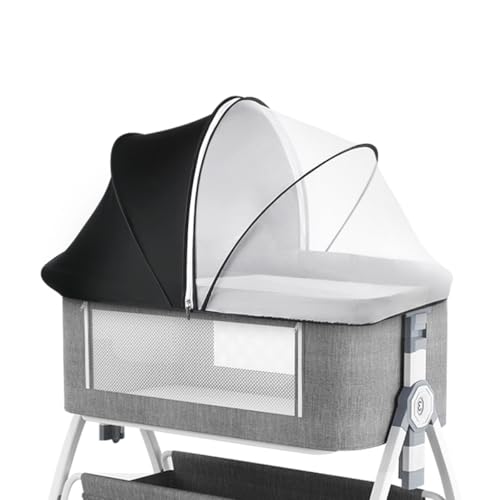 Akiky Portable Bassinet Bedside Sleeper Cover Semi-Sunshade Mosquito Net for Baby Infant Bed Sleeper Cover Mesh Net with Zip-up Window(Black)