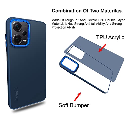 Image of A rtistque Frosted Translucent Back Cover Case for Mi Redmi Note 12 Pro 5G | Electroplated Chrome Ring | Raised Camera Edges for Protection | Smooth Sides TPU - Blue