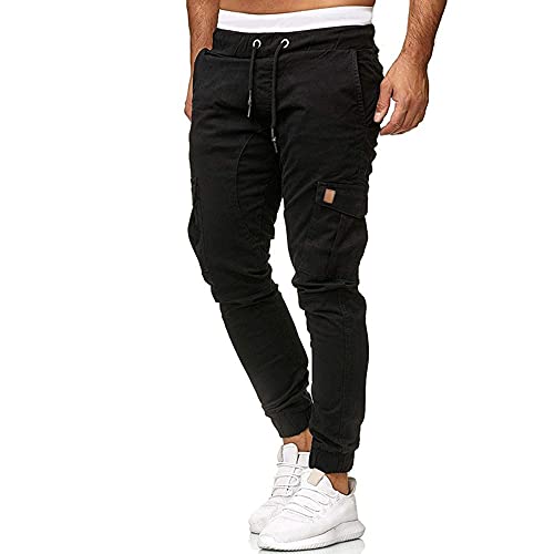 Mens Casual Cargo Jogger Pants Gym Slim Fit Elastic Waist Pants Athletic Running Sweatpants with Pocket2
