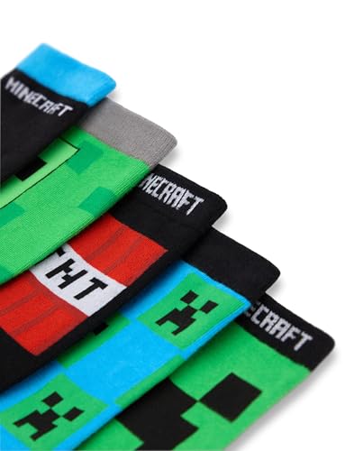 Calcetines Minecraft para niños pack de 5 calcetines de media pierna estampados negro verde azul 4