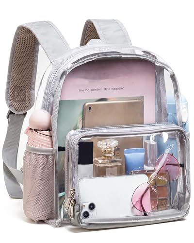 Image of Vorspack Clear Mini Backpack - Stadium Approved 12x12x6 Small Clear Backpack for Women Stadium Backpack for Concert Work Games Festival - Grey