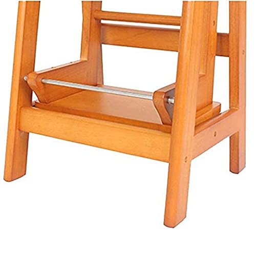 Taburete escalera plegable de madera maciza con 2 peldaños para el hogar 4