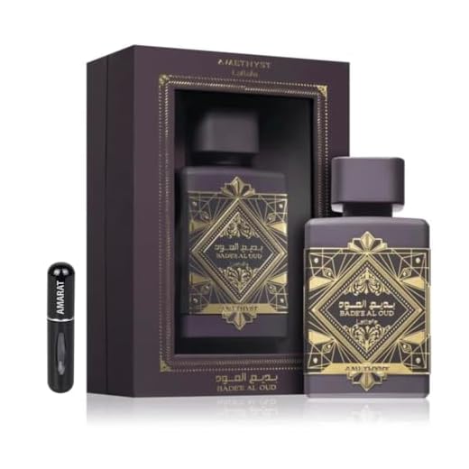 Lattafa Badee Al Oud Amethyst Eau da Parfum 100ML, Perfume Árabe de Larga Duración, Incluye Atomizador Recargable 5ml, Fragancia de Rosas, Bergamota, Jazmín, Pimienta Rosa, Ámbar y Vainilla (Amethyst)