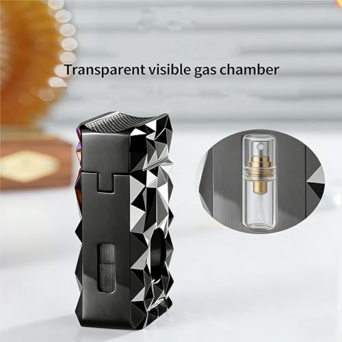 Encendedor de metal de triple llama resistente al viento con cámara transparente 4